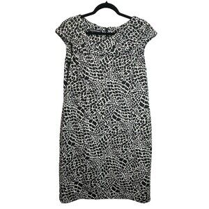 Jones Wear Dress Size 16 Multicolored Sleeveless Abstract Sheath Career Zip Back